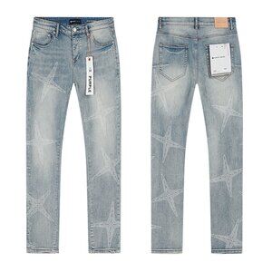 Men's Light Blue Jeans with Star Pattern